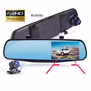 Cameră Auto Tip Oglinda retrovizoare cu camera fata si marsarier,1080p Dvr Recorder 4,3 inci lentilă duală Full Hd Black Box