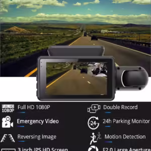 Cameră duală pentru bordul mașinii Ecran IPS 3 inchi Înregistrare de conducere 1080P HD DVR pentru mașină 360 de grade Super Night Vision G-sensor